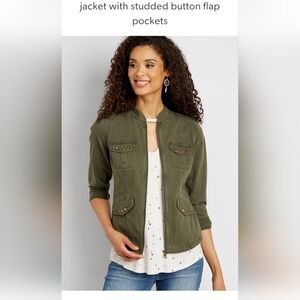 Maurices utility jacket with studded button flap pockets, sz S
